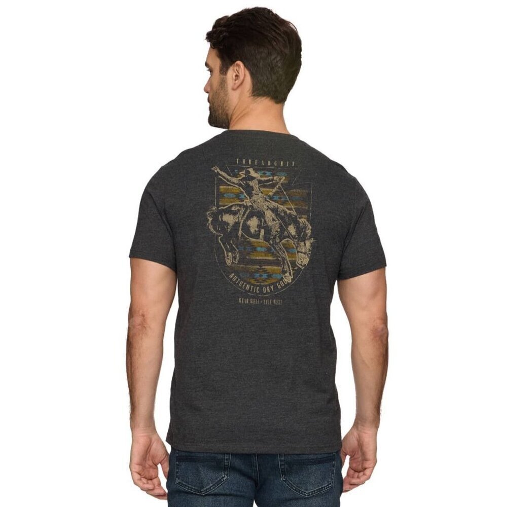 Thread Grit Men's Short Sleeve Southwest Rodeo Graphic T-Shirt Charcoal Heather